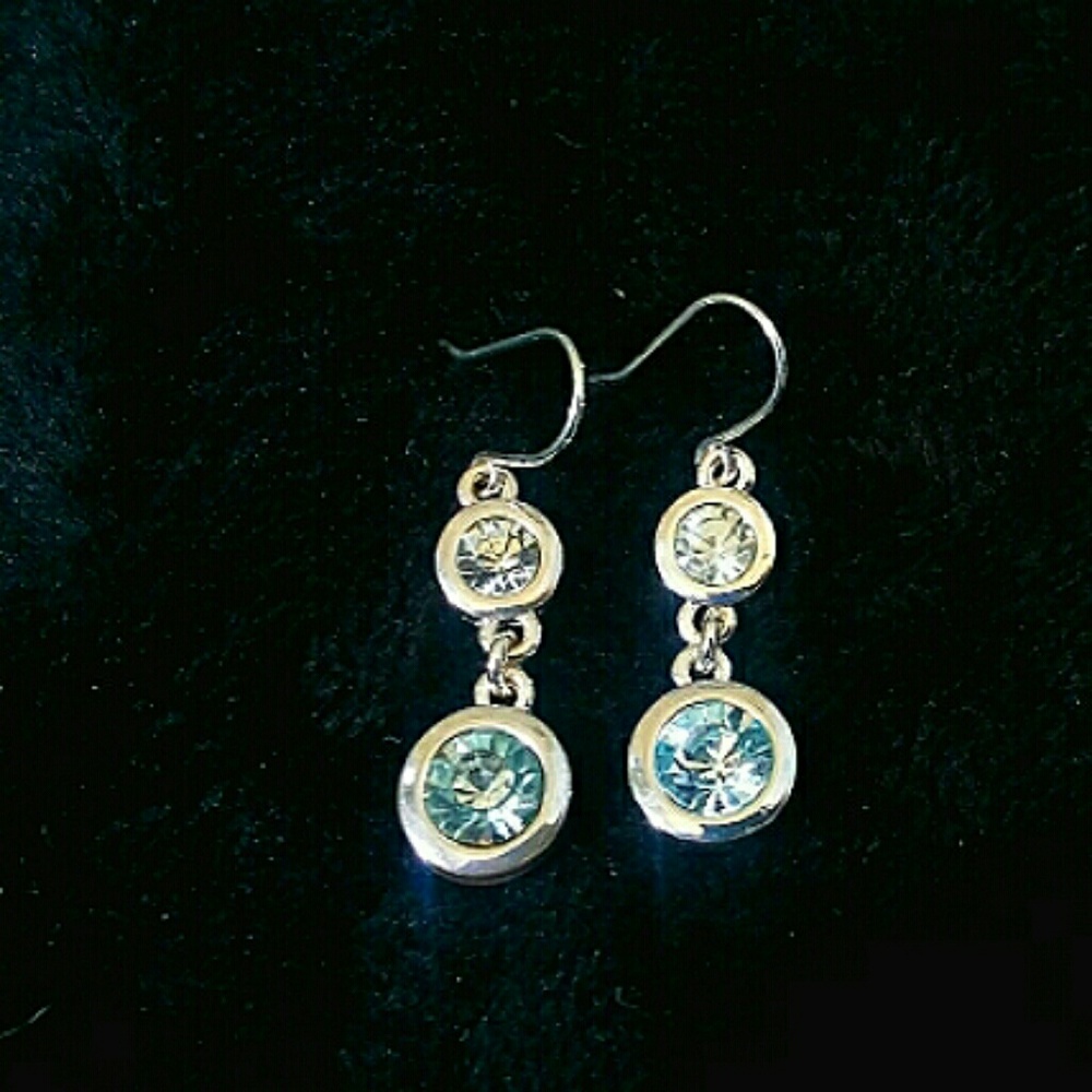 Blue & white aquamarine dangle earrings